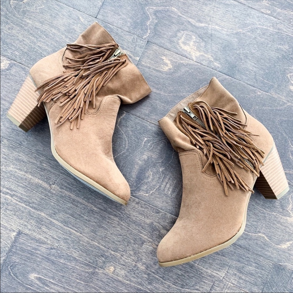 Rampage Fringe Sugar Tuko Ankle Booties